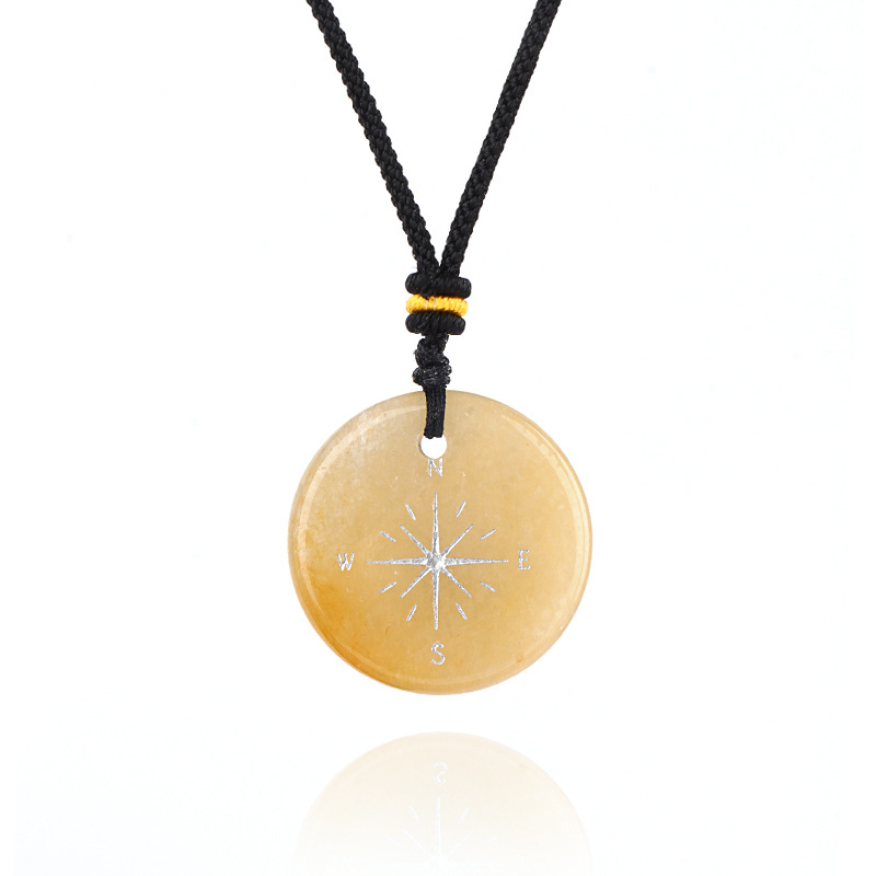 Natural Stone Viking Compass Pendant Necklace, Vegvisir Gift